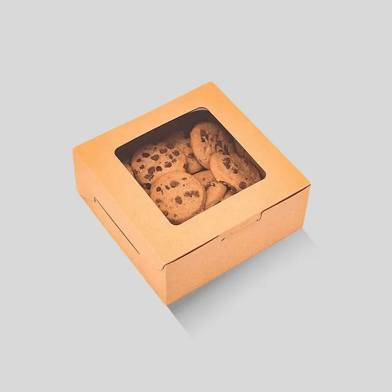 Brown bakery box with custom branding and kraft food packaging material