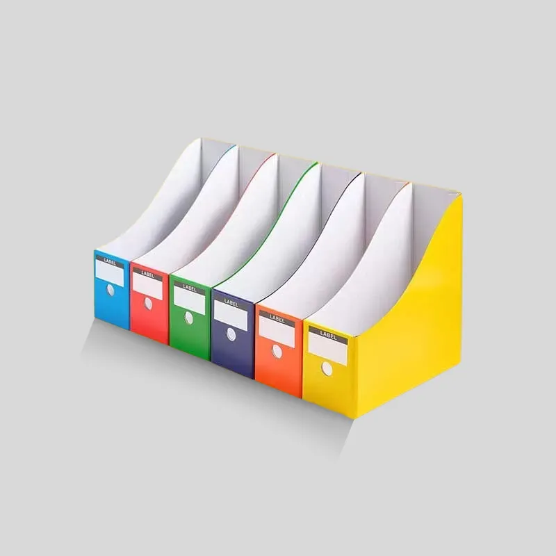 Heavy-duty cardboard file boxes with reinforced hand holes and lift-off lids for document archiving