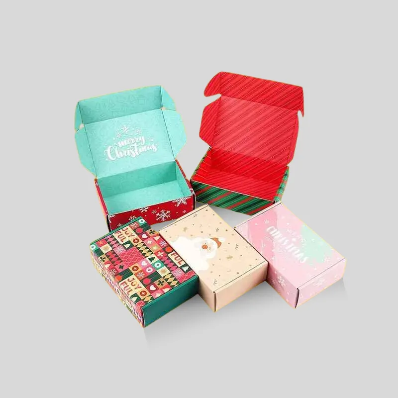 Heavy-duty custom Christmas shipping boxes with reinforced corrugated fluting for e-commerce holiday fulfillment