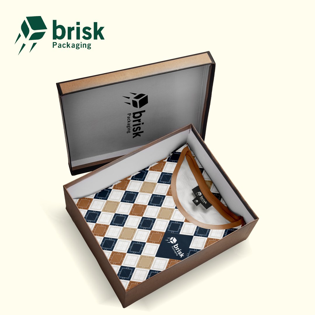 Brisk clothing box showing a branded apparel presentation structure