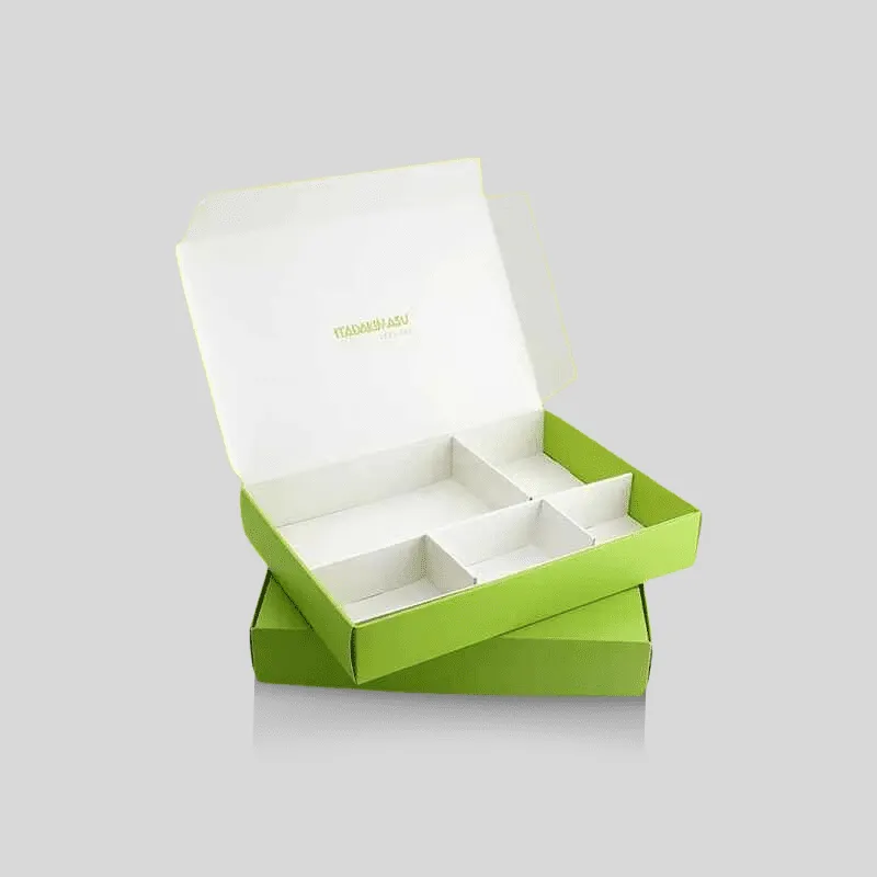 Close view of a Brisk cookie box insert and divider arrangement