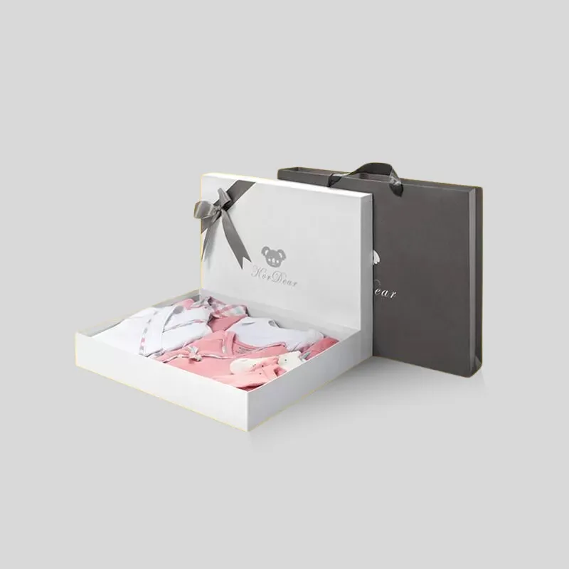Two-piece rigid apparel gift boxes with lift-off lid for luxury garments and retail presentation