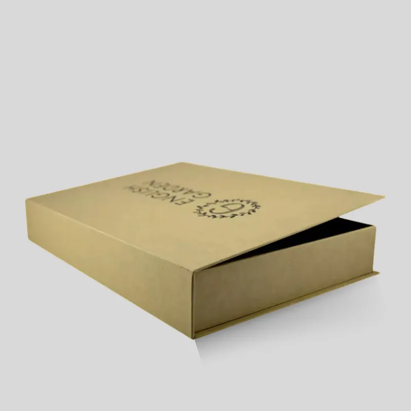 Interior view of custom book shaped rigid box featuring high-density EVA foam insert and magnetic flap