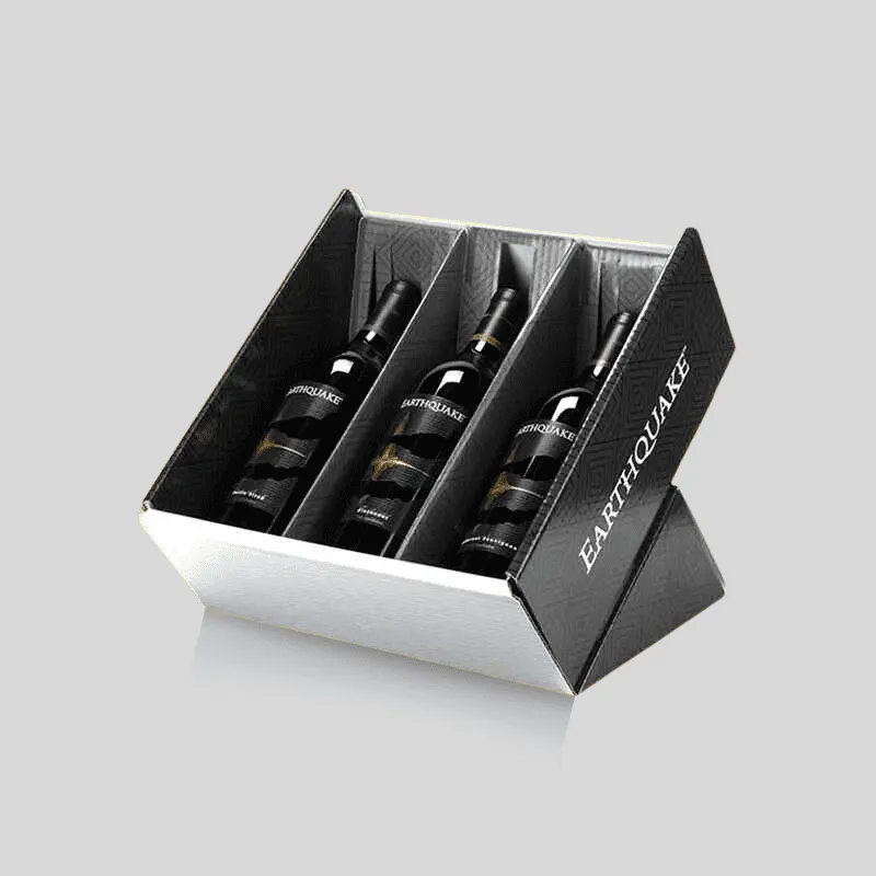 Custom bottle packaging boxes engineered for individual retail display and glass protection