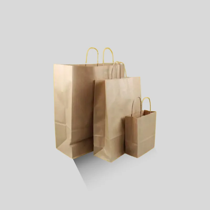 Natural brown kraft paper carryout bags