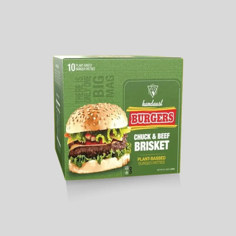 Brisk burger packaging sample for takeaway and delivery testing