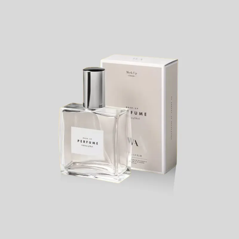 Printed card-stock perfume cartons for an efficient retail fragrance range