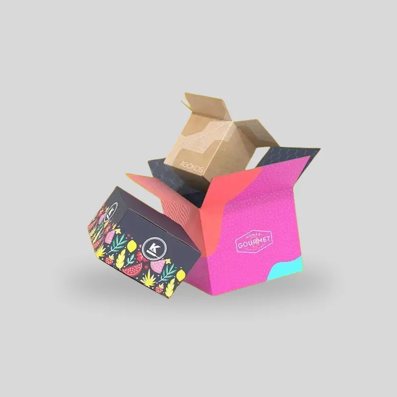 Custom cardboard shipping box as a physical proof reference for print, folds, and finish