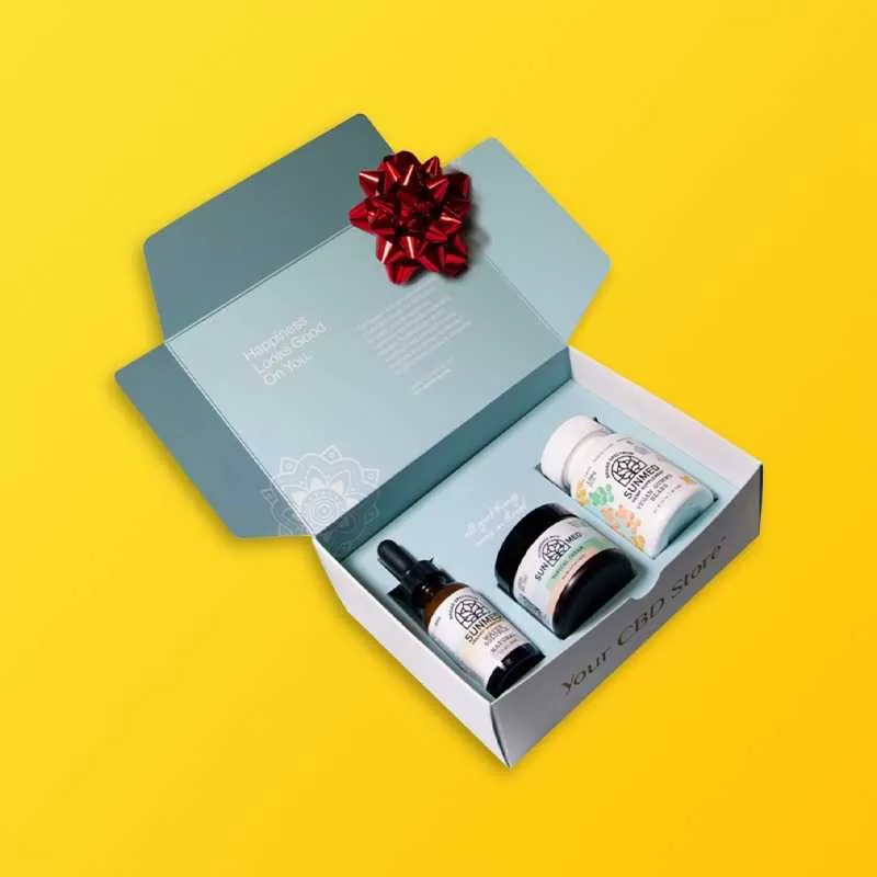 Custom CBD gift box with premium rigid construction and foil stamping