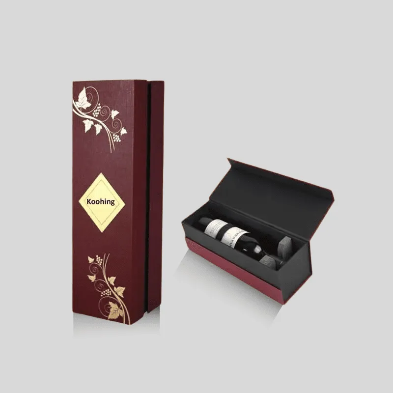 Custom luxury beverage packaging boxes with magnetic closure and metallic foil accents