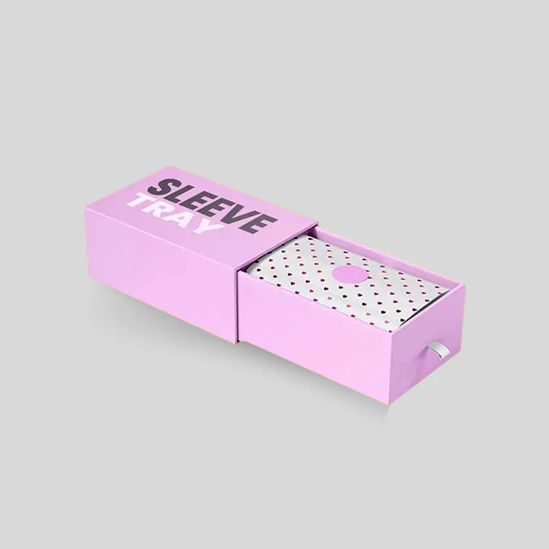 Elongated sleeve and sliding tray drawer box for hair bundle presentation