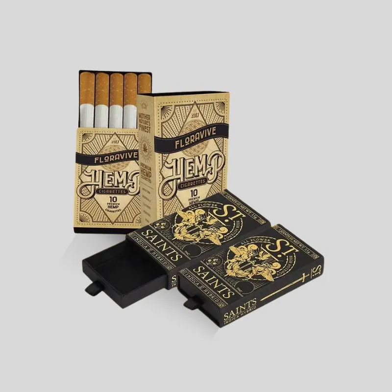 Drawer-style cigarette box for slide-out product reveal