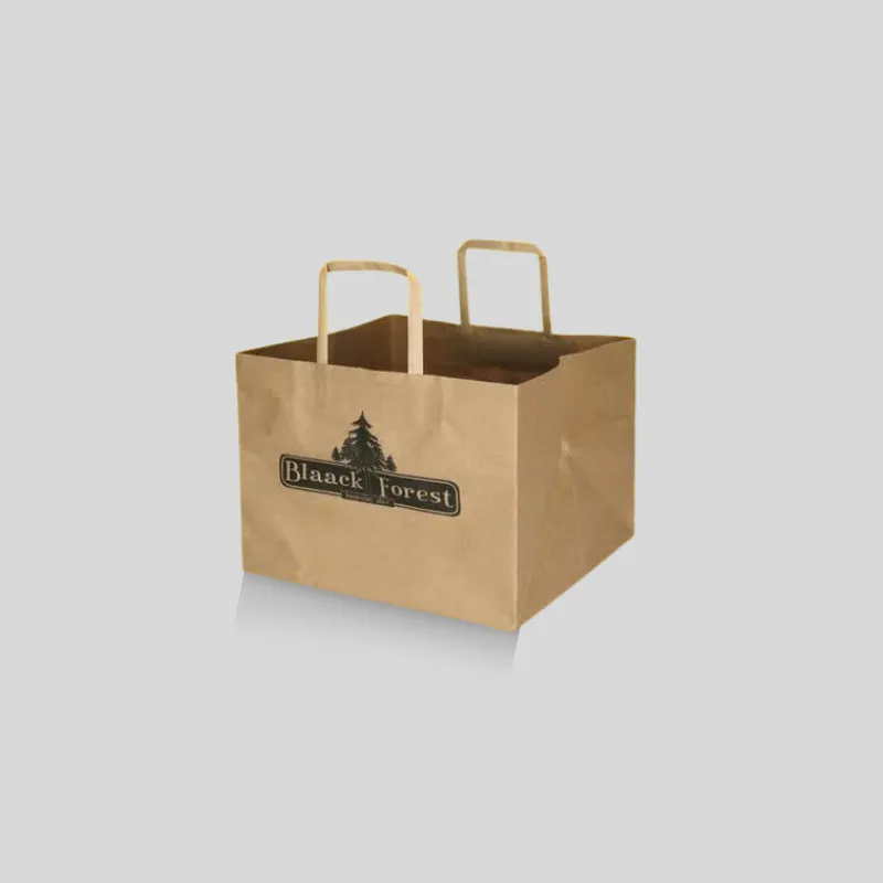 Custom flat handle takeaway paper bags