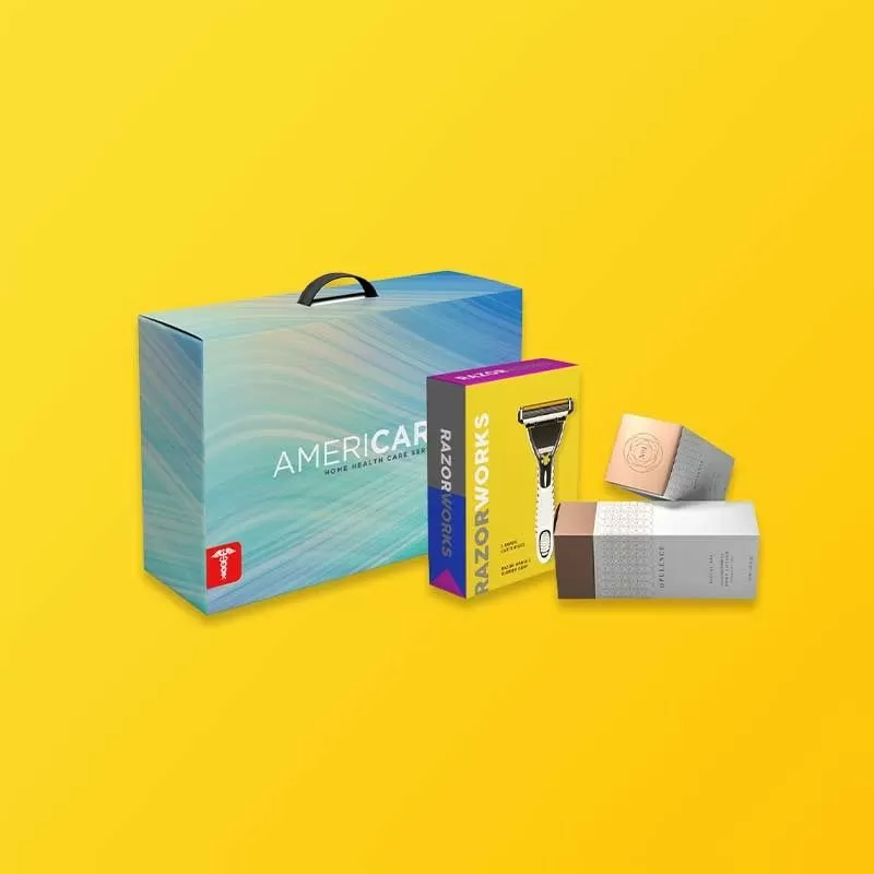 Custom paperboard folding carton box with printed retail graphics