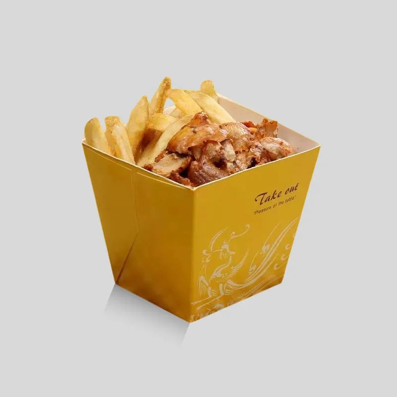 Brisk printed french fry box showing an open serving structure