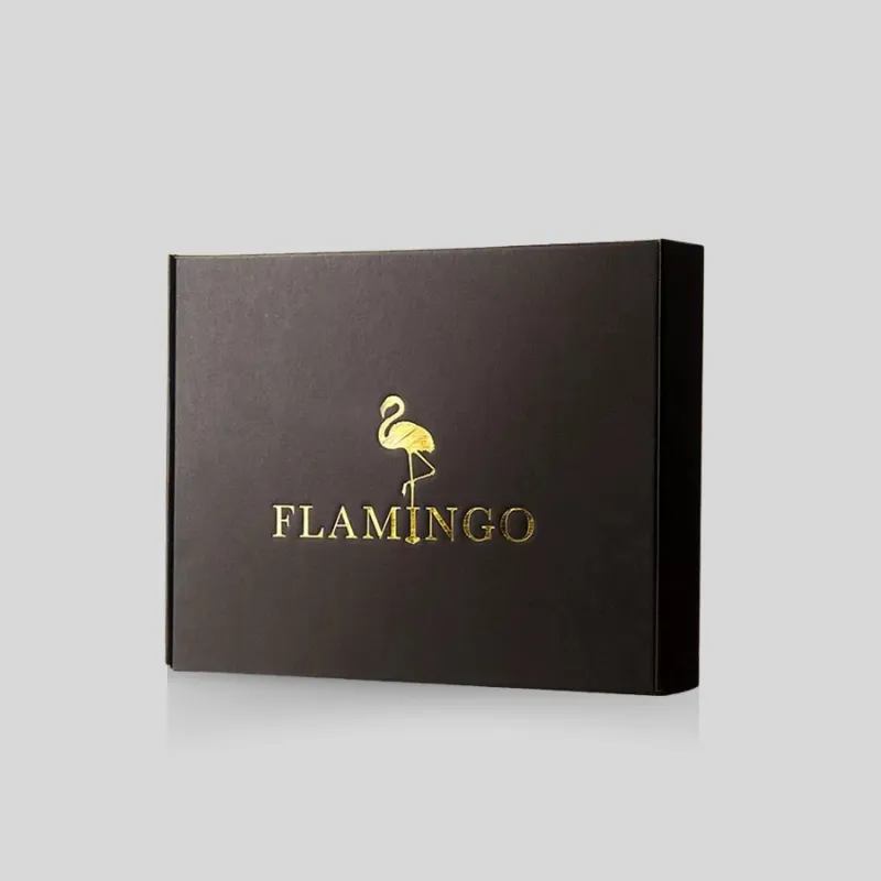 Custom hair extension packaging with luxury metallic gold foil stamping on matte board