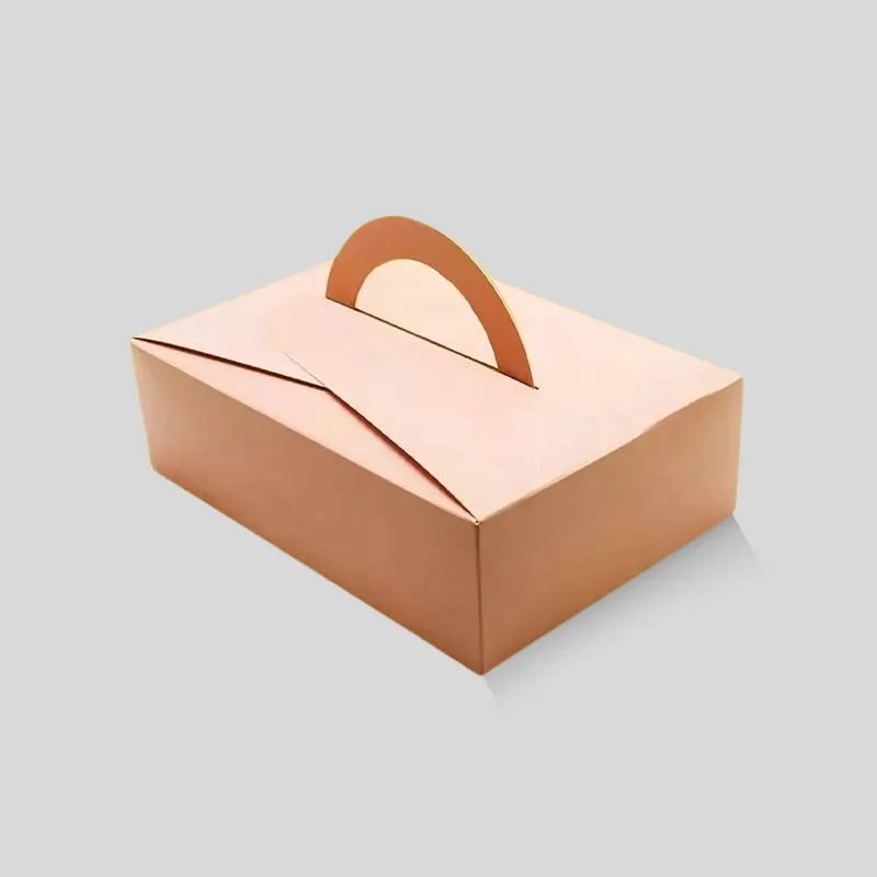 Custom handled takeout boxes with integrated carrying handles for hot meals and catering orders