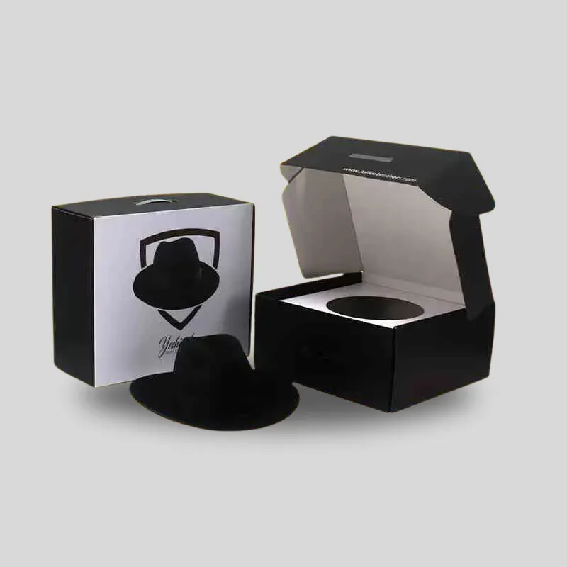 Rigid custom hat boxes engineered for wide-brim headwear protection