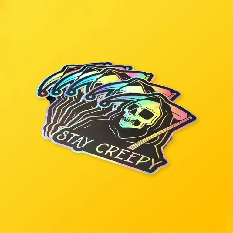 Custom holographic stickers with rainbow light-refraction for premium brand packaging