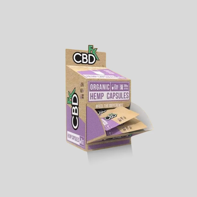 Printed custom kraft dispenser boxes displayed on retail shelf
