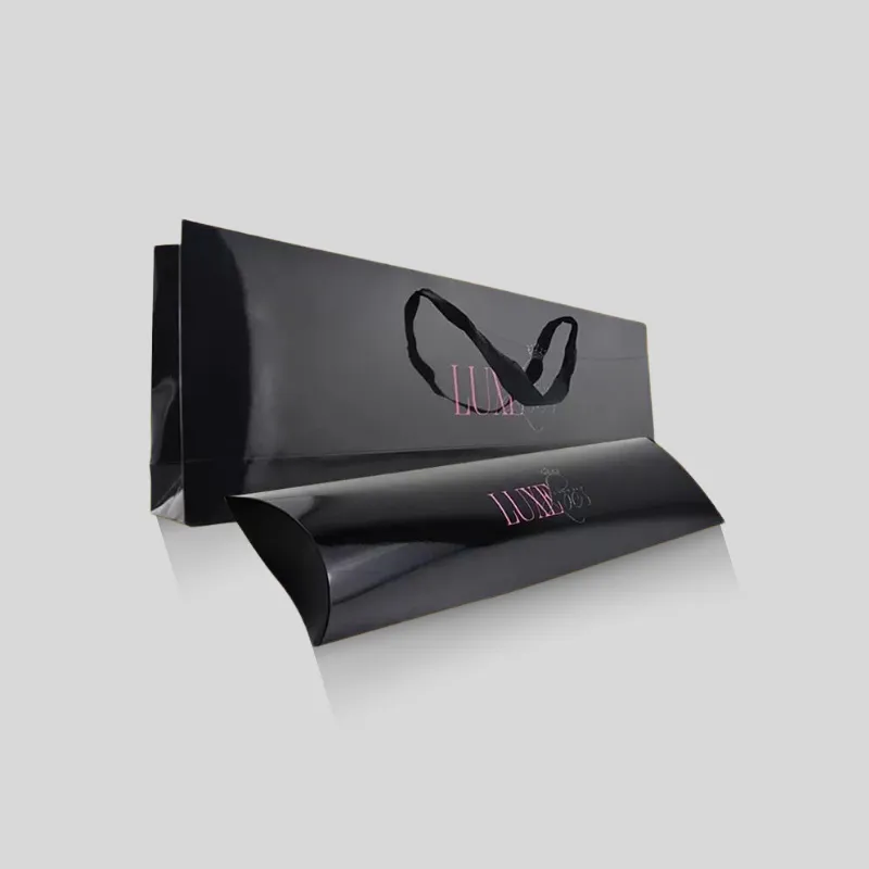 Large hair extension packaging box with elegant satin ribbon tie closure