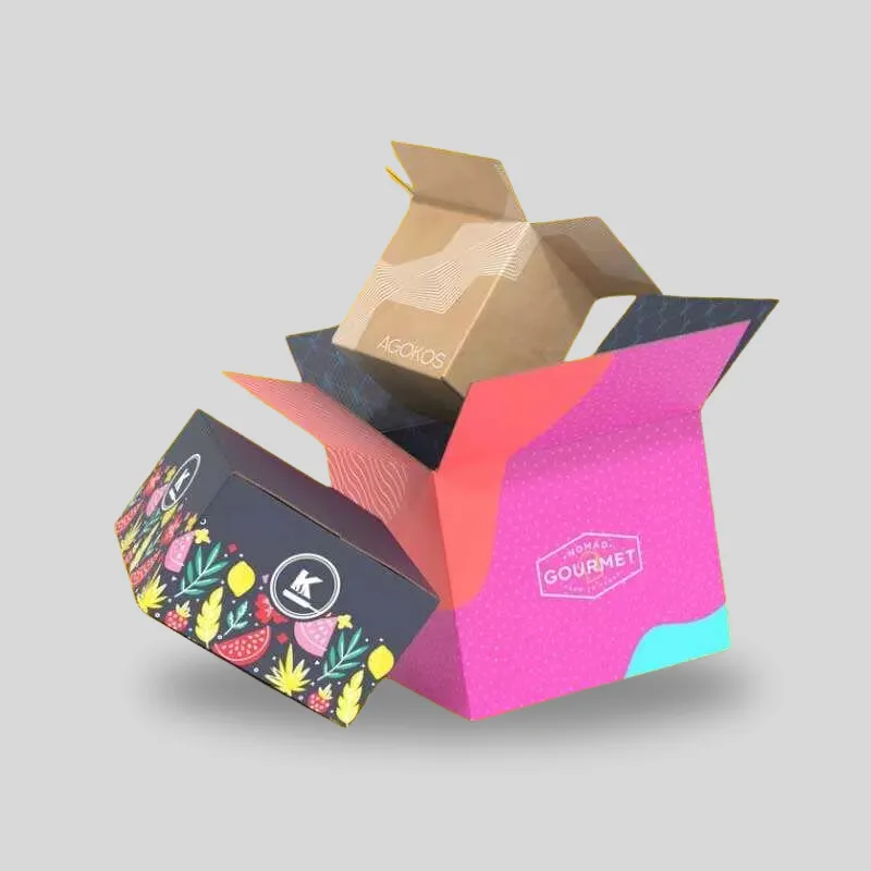 Vibrant multi-color printed household boxes for consumer goods with high-definition CMYK graphics