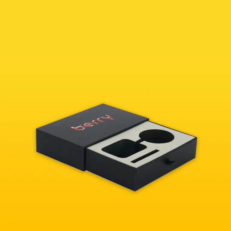 Open view of custom magnetic closure box showing concealed magnet flap and interior compartment