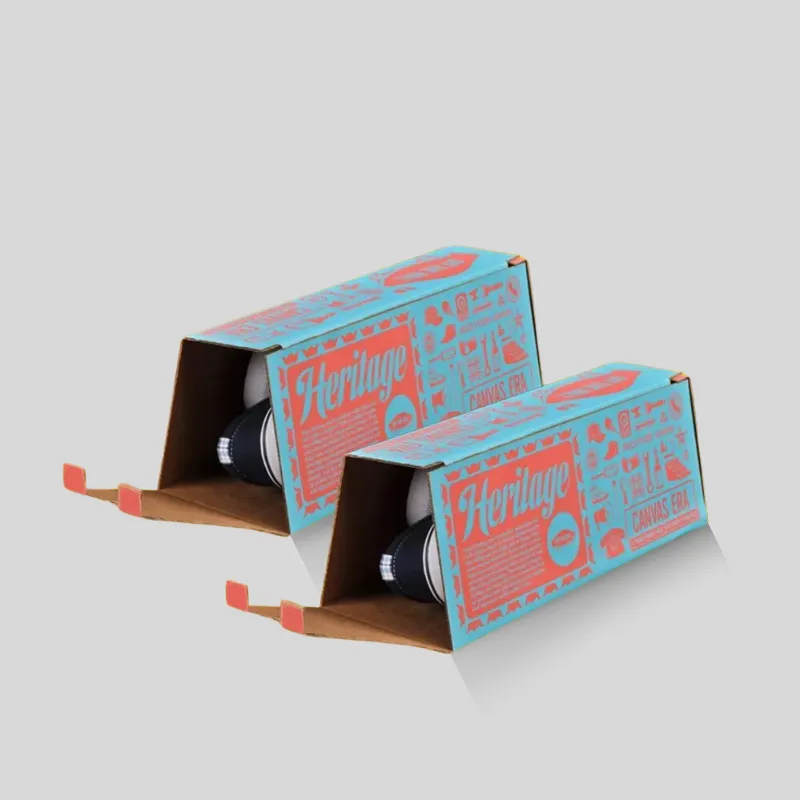Eco-friendly kraft corrugated sneaker box with die-cut ventilation eyelets