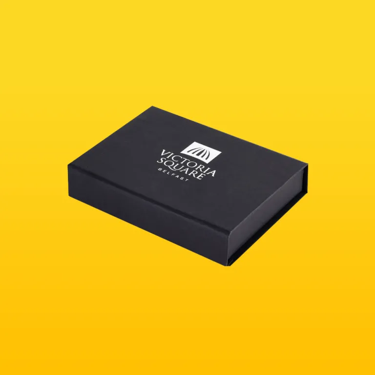 Custom two-piece rigid box packaging with matte lamination and precision wrapped corners