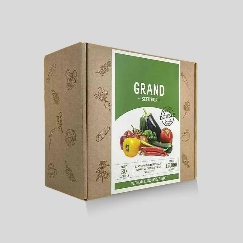 Brisk vegetable seed boxes showing kraft and printed board directions