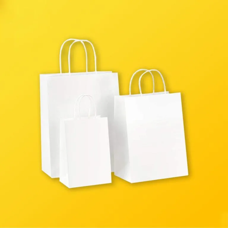 Custom white bleached kraft paper shopping bags