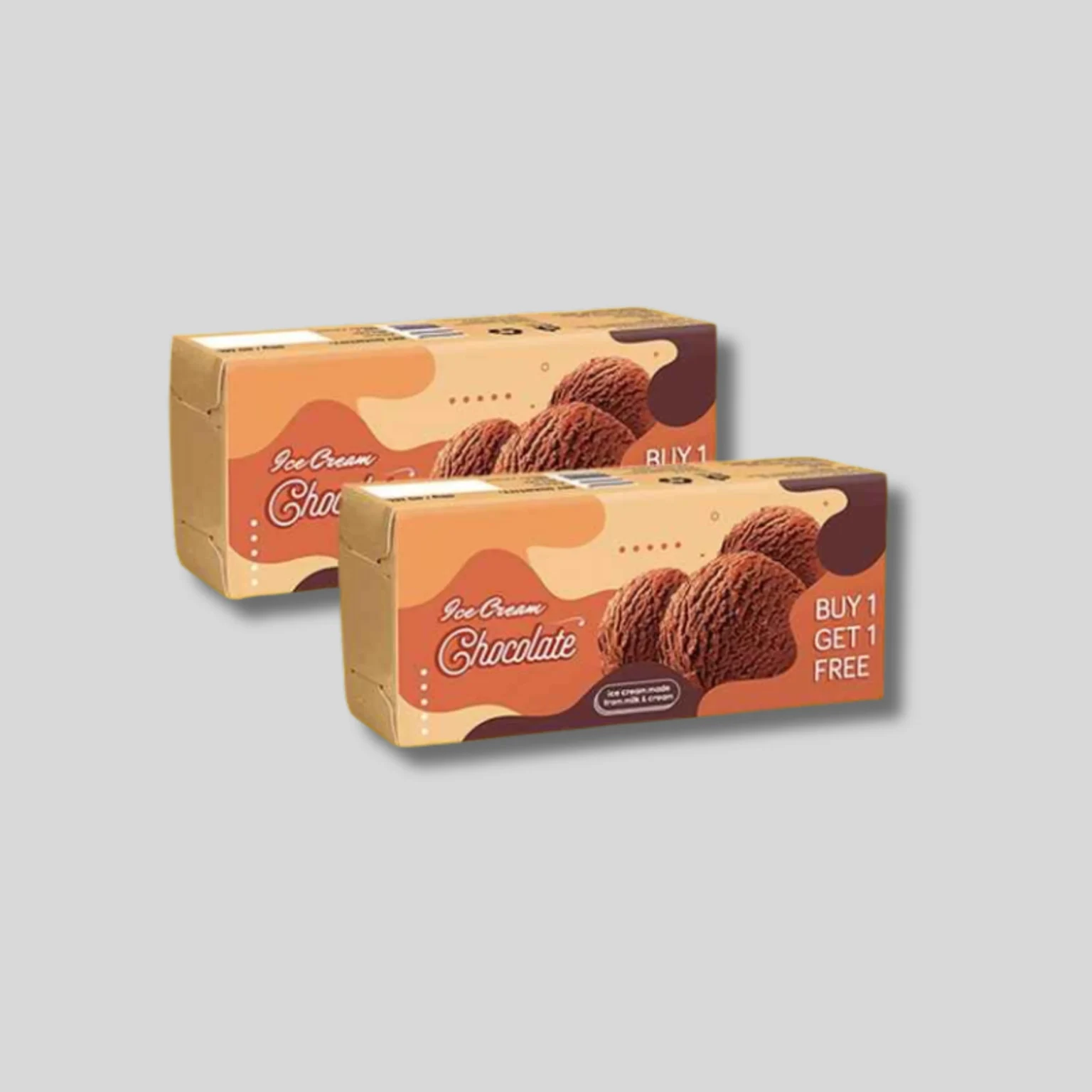 Freezer-ready ice cream packaging with custom print panels