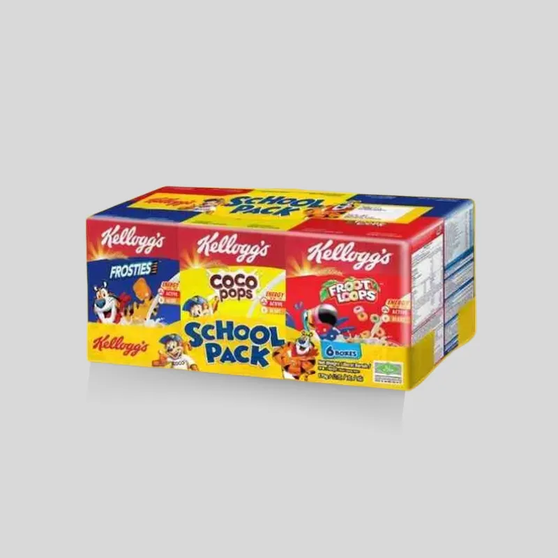 Custom printed cereal carton showing retail panel design