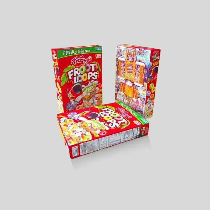 Printed cereal box example for artwork and variant control