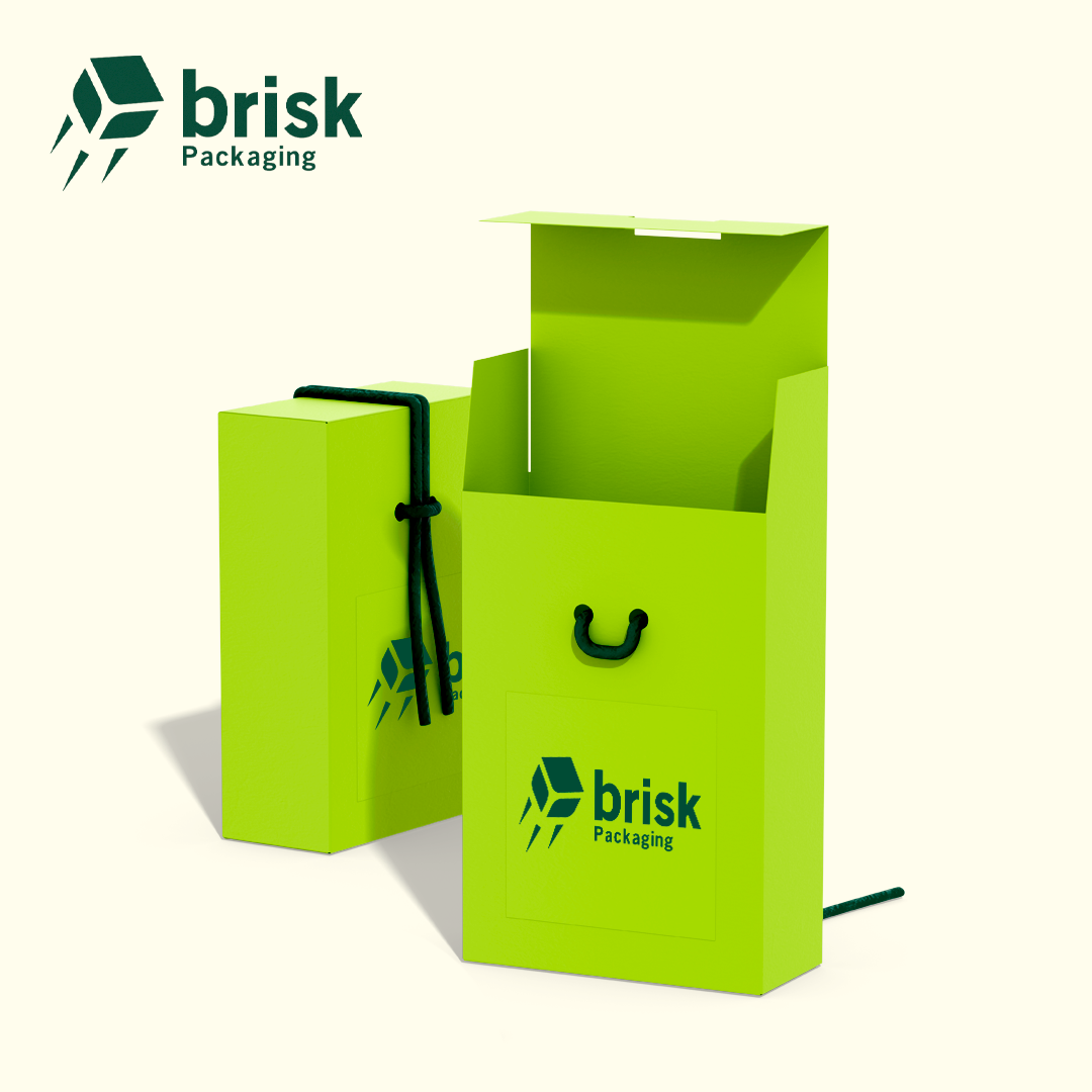 Printed tuck end carton showing branded front and side panels